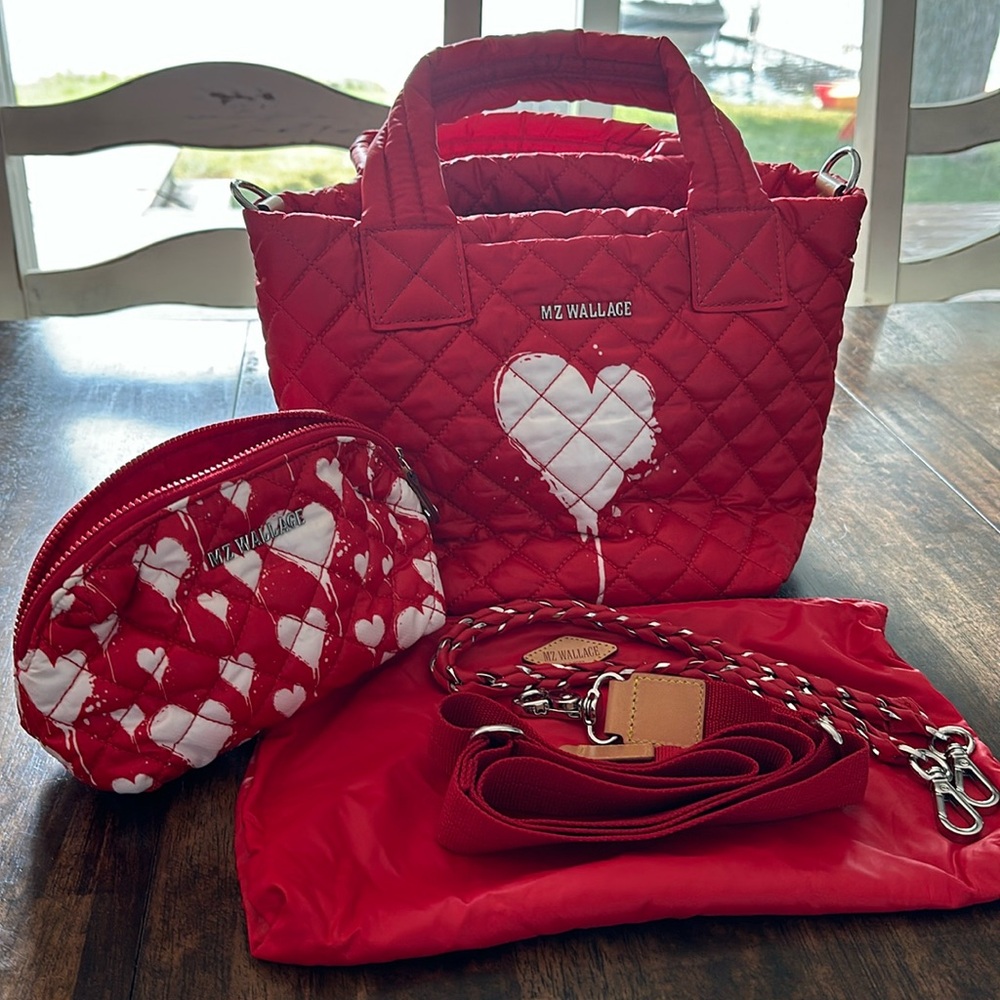 MZ Wallace Graffiti Heart Mini Metro Tote Deluxe Bundle